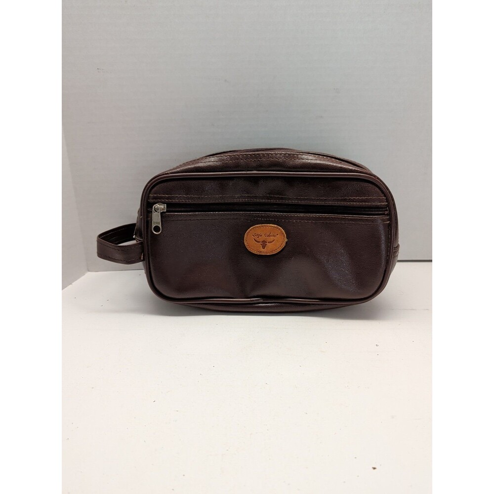 Sergio Valente Brown Leather Men's Toiletry Bag